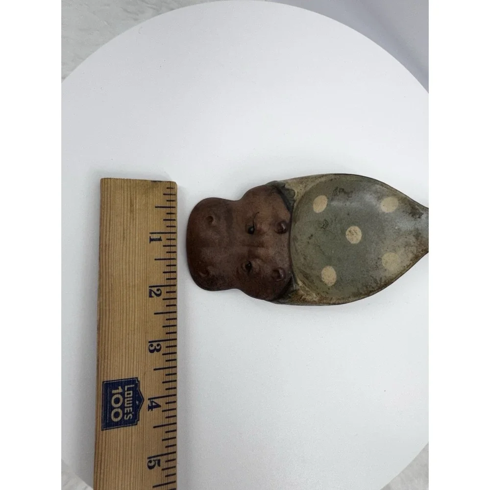 UCTCI Hippo Hippopotamus Spoon Rest Japan Stoneware Art‎ Pottery Polka Dots